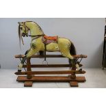 19th century / Early 20th century ' F H Ayres ' Wooden Carved Dapple Grey Rocking Horse with Glass