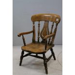 19th century Lathe Back Child's Elbow Chair with Elm Seat
