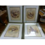 Set of Four Framed and Glazed Signed Limited Edition of 850 Sue Whittaker Prints of Game Birds,
