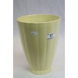 Keith Murray for Wedgwood of Eturia Pale Yellow Fluted Vase, puce backstamp, 23cms high