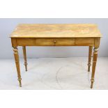 Victorian Ash Side Table with Single Drawer raised on Turned Legs. 107cms long x 75cms high