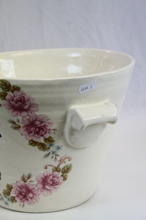 Vintage Style Ironstone ' Cream ' Pail with Pouring Lip and Two Handles, 20cms high - Image 2 of 5