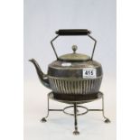 Hukin and Heath Silver Plated Christopher Dresser Style Spirit Kettle rubbed marks no. 5773