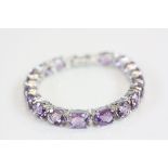 Silver and Amethyst Line Bracelet