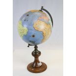 Large Terrestrial Globe on Wooden Base, approx 25" high