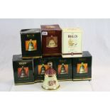 Seven Boxed Wade Ceramic ' Bell's ' Christmas Whiskey Bell Decanters, 1992, 1993, 1994, 1995 x ,