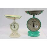 Two Vintage Painted Metal Salter Scales, No. 50 and No. 50T