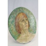 Oval Wall Plaque depicting a Female Portrait, signed by Artist / Sculptor Angela Munslow