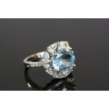 Silver CZ and Blue Topaz Ring