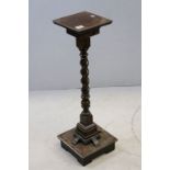 Late 19th / Early 20th century Mahogany Jardiniere Stand with Square Top, Barley Twist Column, 86cms