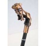 Vintage Bridges Copper Bulldog Walking Stick with Leather Sheepskin Sock Protector