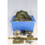 Box of Silver Plate and Brass Items