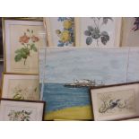 Four Framed and Glazed Watercolours of Flowers, Butterflies and Birds together with Four Floral