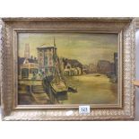 Oil Painting on Panel Cornish Harbour Scene signed E M Dear ?