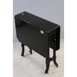 Victorian Ebonised Sutherland Table together with Early 20th century Oak Table with Drop Flaps and