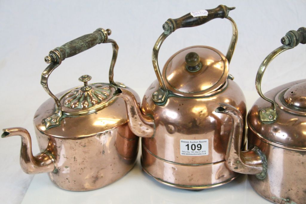 Collection of Four Victorian and Later Copper Kettles - Image 2 of 3