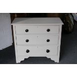Early 20th century Painted Chest of Three Long Drawers