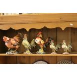 Five Kitchen Chicken and Cockerel Figures