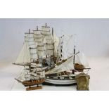 Collection of Five Model Sailing Ships / Boats plus Schatz Mantle Clock