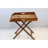 19th century Mahogany Butlers Tray on Folding Stand, 71cms x 46cms x 77cms high