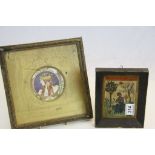 Gilt Framed Watercolour Portrait of a Classical Maiden and a Miniature of a Saintly Figure (2)