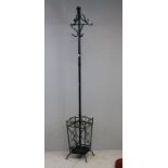 Modern Black Metal Cloak and Stick Stand