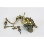 Brass Albert Style Chain with Skull Attachment