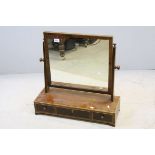 19th century Mahogany and Satinwood Inlaid Dressing Table Swing Mirror with Three Drawers, 66cms