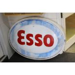 Large Advertising Light Up Oval Plastic ' Esso ' Sign, 120cms x 88cms