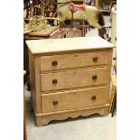 Victorian Ash Chest of Three Long Drawers, 84cms wide x 44cms deep x 81cms high