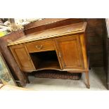 Late 19th / Early 20th century Mahogany String Inlaid Sideboard with Gallery Back, Glass Cover to