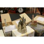 Three Boxed David Winter Cottages - Derbyshire Mill, Fairytale Castle and Irish Round Tower