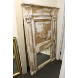 Large Oak Partially Painted Overmantle Mirror with Corinthian Column Pillars to side, 171cms high
