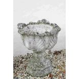 Reconstituted Stone Garden Shell Shaped Urn on Stand, 50cms diameter x 58cms high