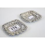 Pair of White Metal ( probably Continental Silver ) Fluted Pin Dishes