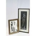 Aubrey Beardsley Portrait of Art Nouveau Ladies together with Pastel of an Elegant Lady