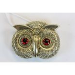 Brass Cased Vesta in the form of an Owl with Glass Eyes