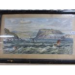 William Gray (1835 -1883) Watercolour of Scarborough from the Sea signed and titled to mount '