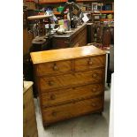 Victorian Walnut Chest of Two Short and Three Long Drawers with Turned Wooden Handles raised on