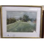 Vernon Curtis 20th century Watercolour Cottages set in Woodland signed