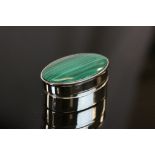 Silver Pill Box with Malachite Lid