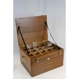 Mid 20th century Teak Drinking Glass Storage Box with fitted interior holding Twenty Glasses,