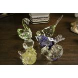 Collection of Six Glass Animal Ornaments / Paperweights