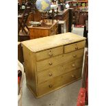 Victorian Pine Chest of Two Short over Three Long Drawers, 106cms long x 88cms high