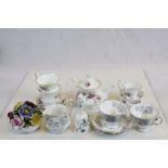 Royal Albert ' Lavender Rose ' Teaware including Small Teapot, Two Cups and Saucers, Milk and Sugar;
