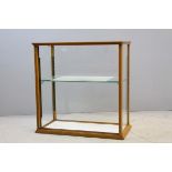 Vintage Oak Framed Shop Counter Glass Display Cabinet with Two Glass Shelves (brackets for one shelf