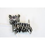 Silver and Plique A Jour Dog Brooch