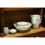 Early 20th century Ceramic Wash Set comprising Wash Jug, Bowl, Chamber Pot, Toothbrush Holder and