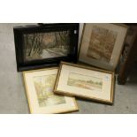 Two Framed and Glazed Watercolours of Woodland Scenes together with another Watercolour of River