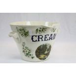 Vintage Style Ironstone ' Cream ' Pail with Pouring Lip and Two Handles, 20cms high